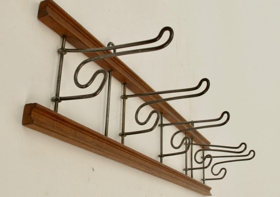 Folding Coat Rack in Walnut and Bent Metal, 1900s-BAF-2032815