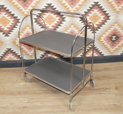 Folding Dinette Bar Cart in Gray & Chrome, 1960s-AFE-1413685