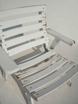 Folding Garden Armchair in White Wood, 1960s-GKB-1763331