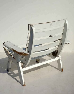 Folding Garden Armchair in White Wood, 1960s-GKB-1763331