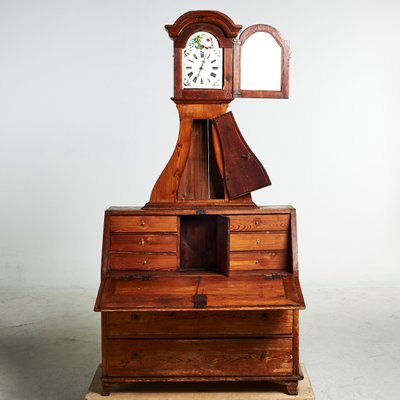 Folding Secretary with Built-in Clock, 1750s-VAP-1150836