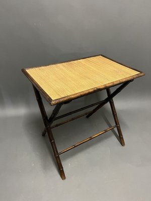 Folding Table in Bamboo & Straw, 1920s-EK-1724200