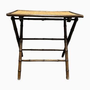 Folding Table in Bamboo & Straw, 1920s-EK-1724200