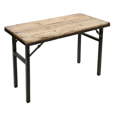 Folding Table in Metal & Teak-NQ-1803334