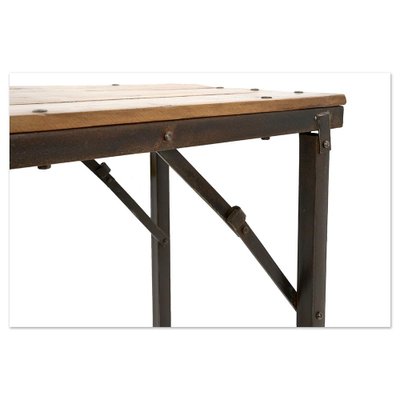 Folding Table in Metal & Teak-NQ-1803335