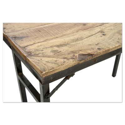 Folding Table in Metal & Teak-NQ-1803334