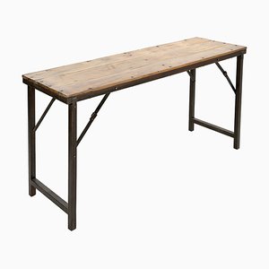 Folding Table in Metal & Teak-NQ-1803335