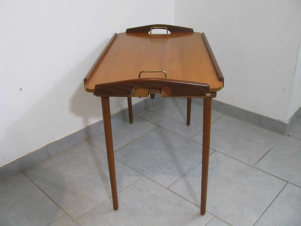 Folding Teak and Oak Serving Tray by Aase Dreieri Ganddal, Norway, 1960s