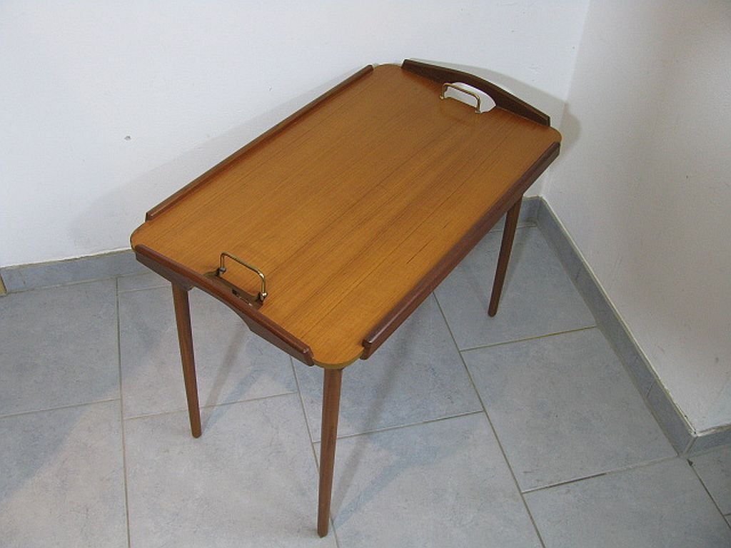 Folding Teak and Oak Serving Tray by Aase Dreieri Ganddal, Norway, 1960s