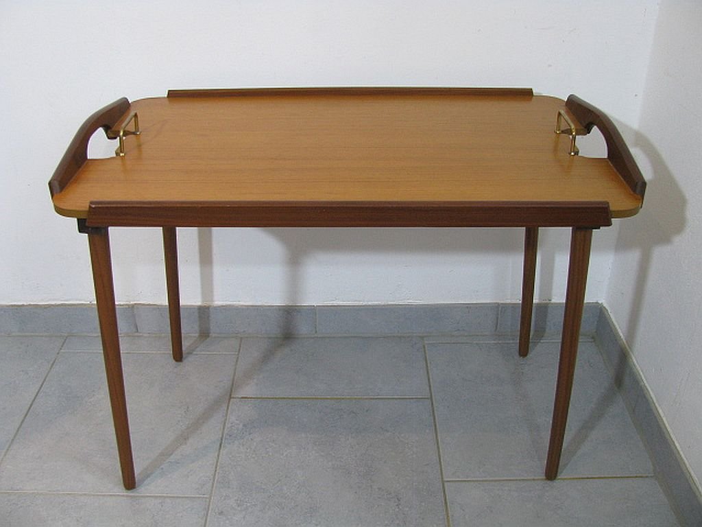 Folding Teak and Oak Serving Tray by Aase Dreieri Ganddal, Norway, 1960s