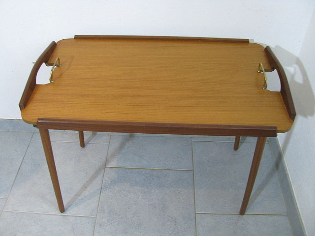 Folding Teak and Oak Serving Tray by Aase Dreieri Ganddal, Norway, 1960s