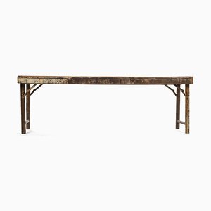 Folding Wooden Table with Iron Legs-NQ-702215