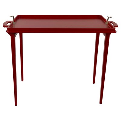 Folding Wooden Tray Table in Burnt Orange Colour, Austria, 1930s-BAF-1009122