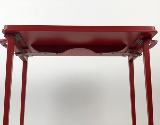 Folding Wooden Tray Table in Burnt Orange Colour, Austria, 1930s-BAF-1009122