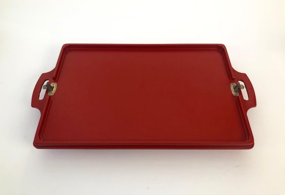 Folding Wooden Tray Table in Burnt Orange Colour, Austria, 1930s-BAF-1009122