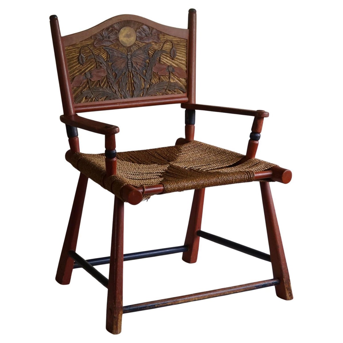 Folk Art Handcrafted Swedish Armchair, 1920s