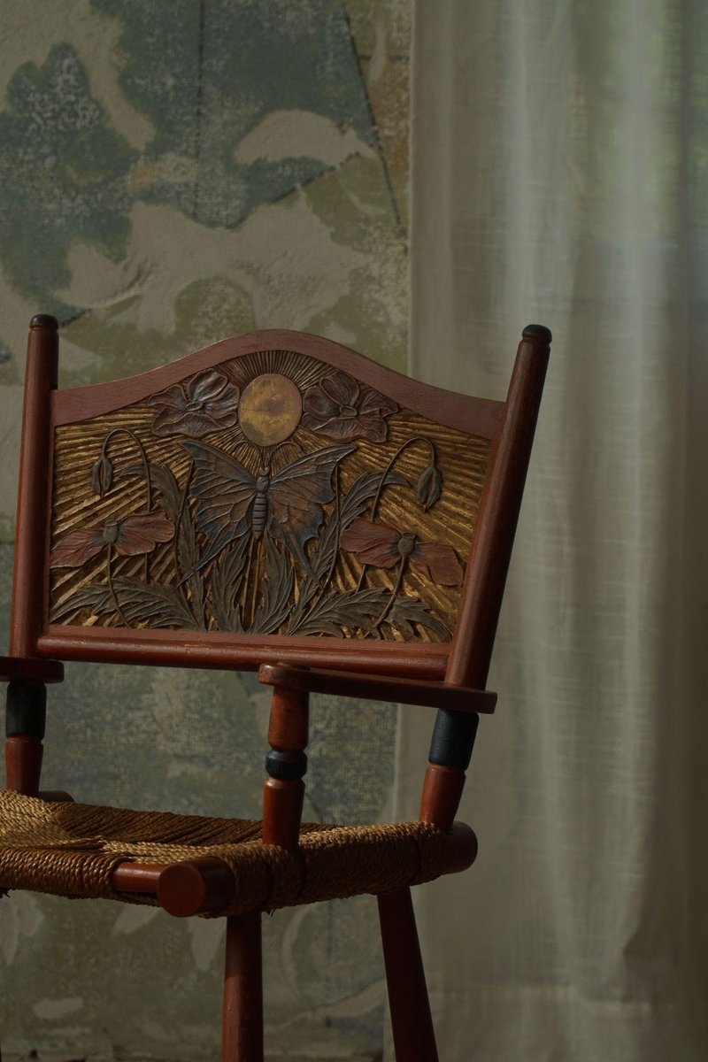 Folk Art Handcrafted Swedish Armchair, 1920s