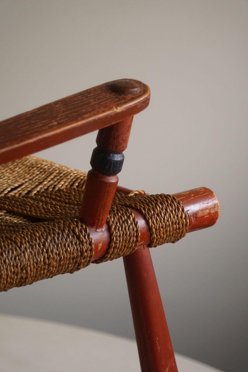 Folk Art Handcrafted Swedish Armchair, 1920s