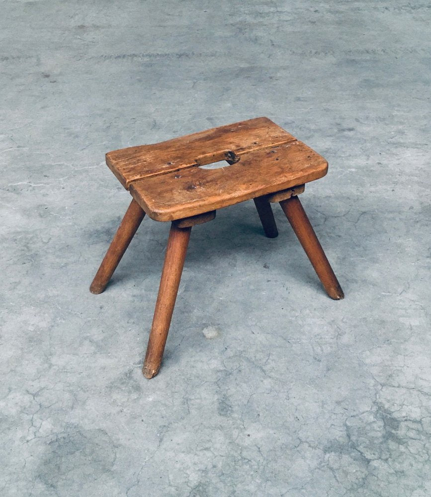 Folk Art Handmade Milk Stool, Late 1800s