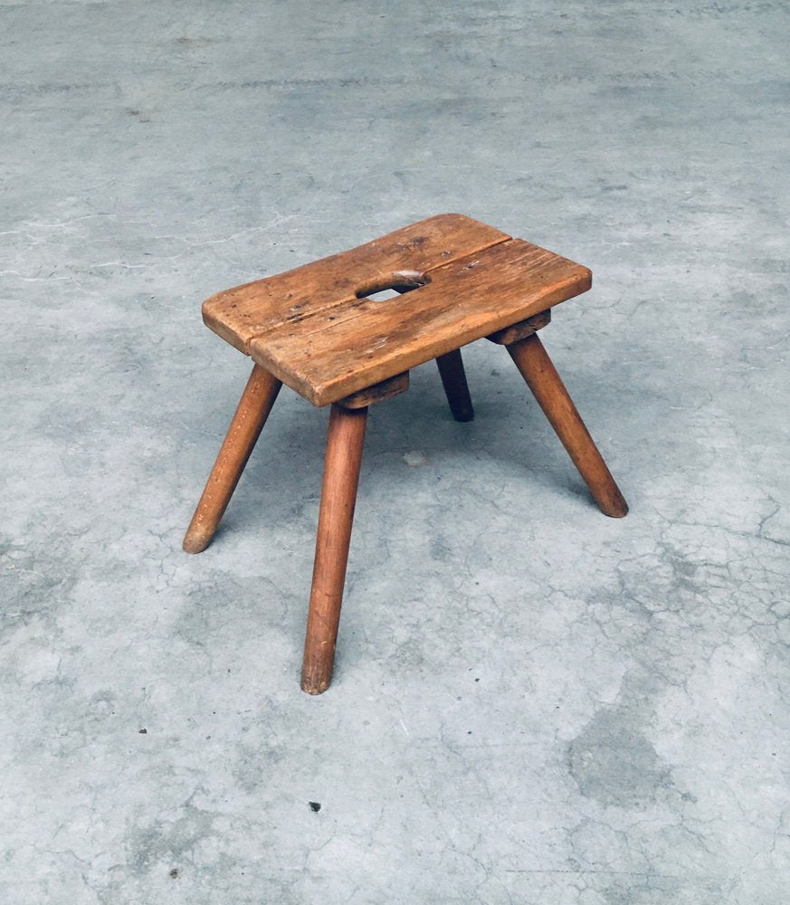 Folk Art Handmade Milk Stool, Late 1800s