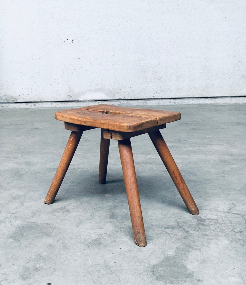 Folk Art Handmade Milk Stool, Late 1800s