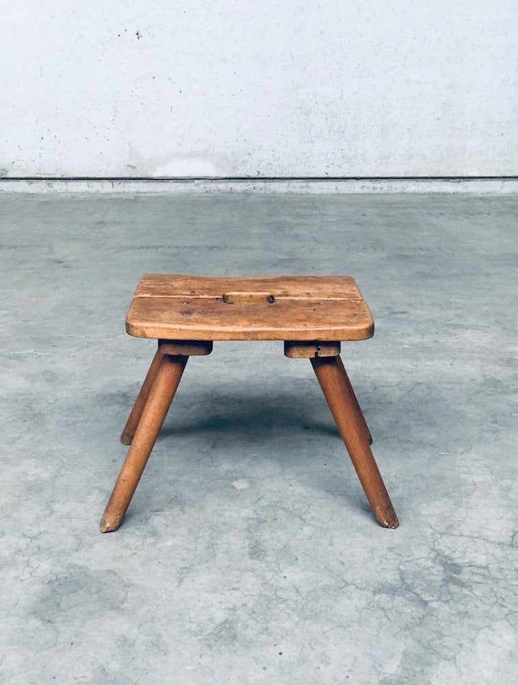 Folk Art Handmade Milk Stool, Late 1800s