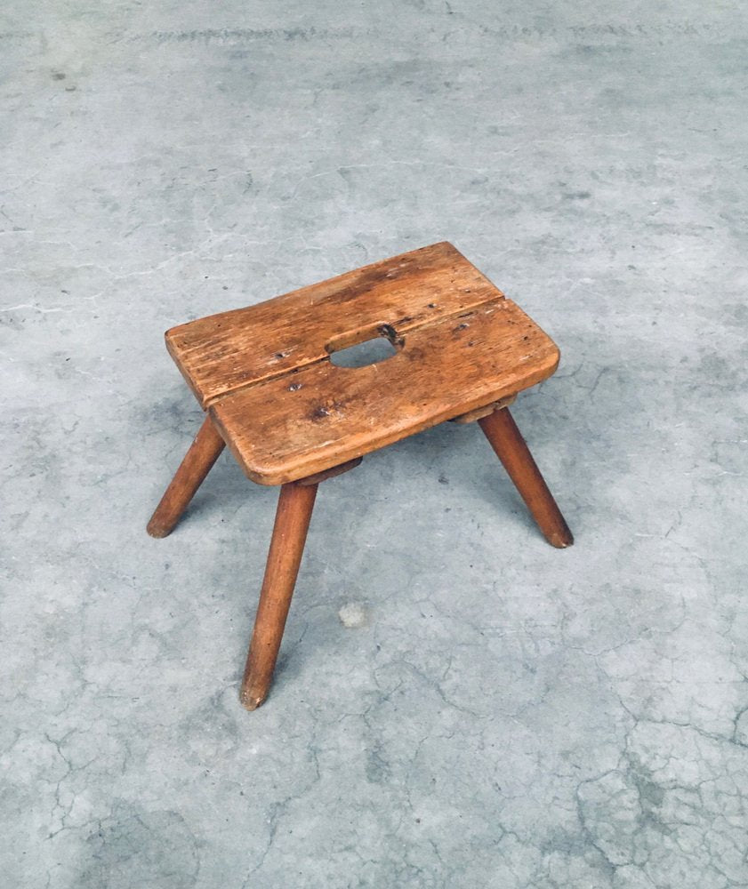 Folk Art Handmade Milk Stool, Late 1800s