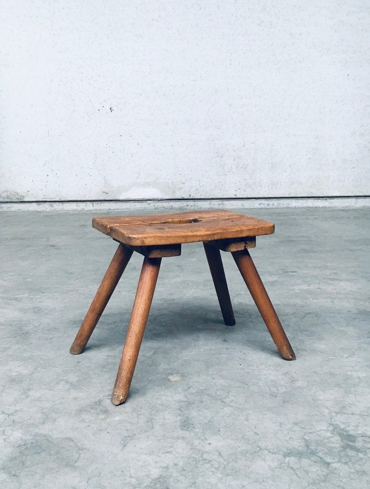 Folk Art Handmade Milk Stool, Late 1800s