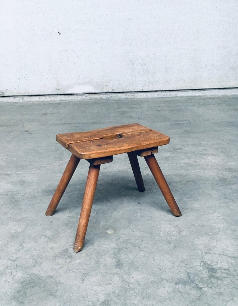 Folk Art Handmade Milk Stool, Late 1800s