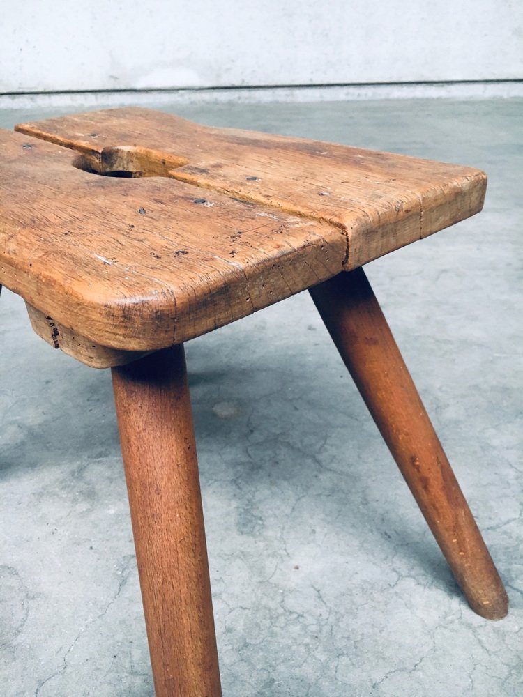 Folk Art Handmade Milk Stool, Late 1800s