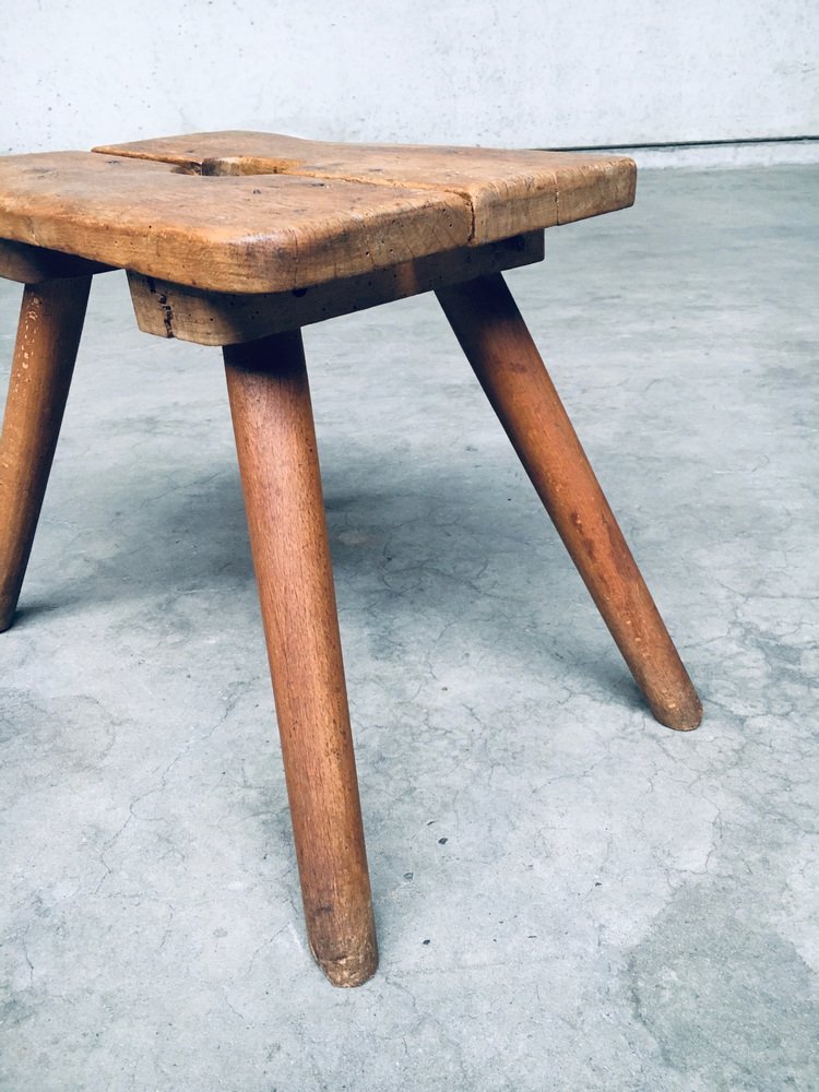 Folk Art Handmade Milk Stool, Late 1800s