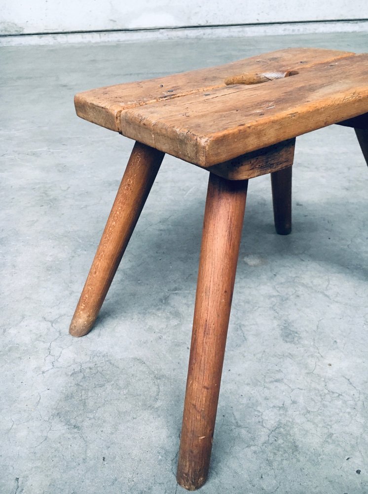 Folk Art Handmade Milk Stool, Late 1800s