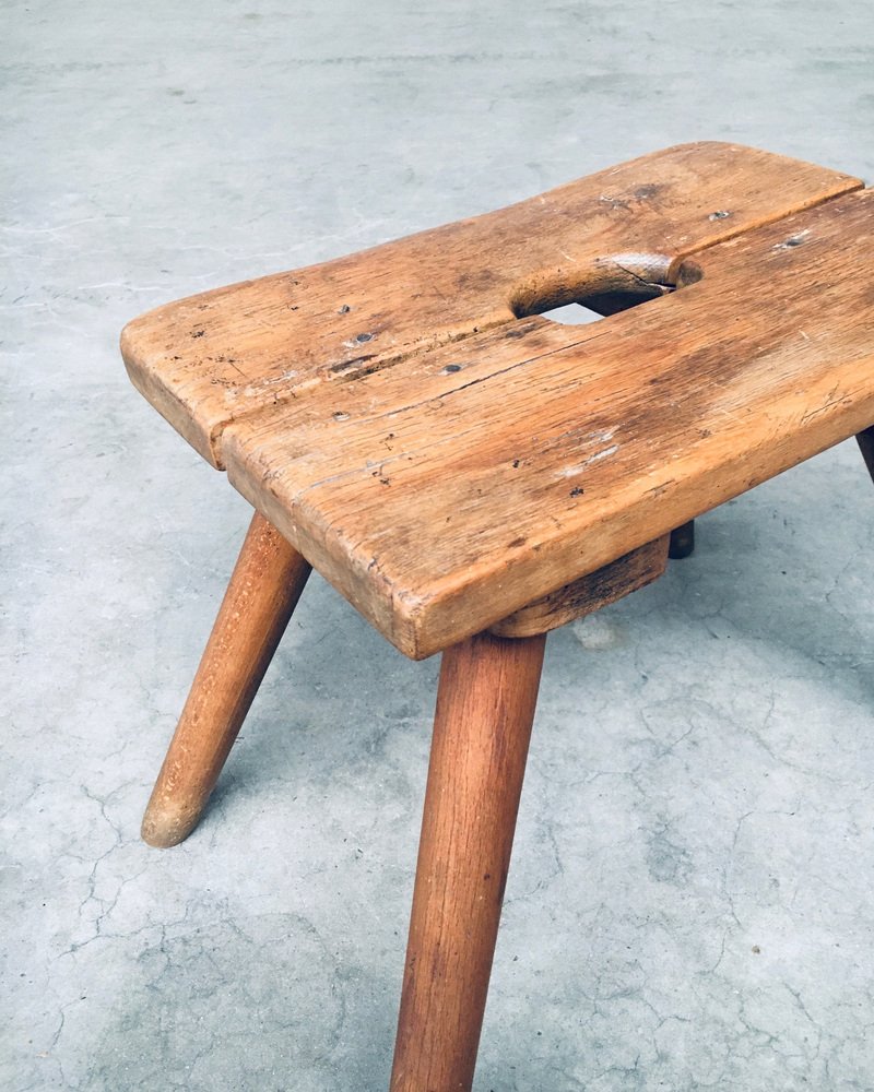 Folk Art Handmade Milk Stool, Late 1800s