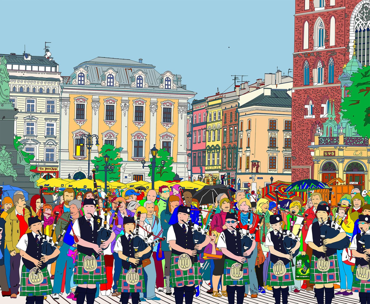 Folk in Krakow Square, 2020