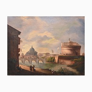 Follower of G. Van Wittel, Rome with St Peter, Oil Panting-ZCI-1759206