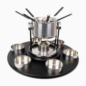 Fondue Set in Stainless Steel with Bowls and Forks attributed to Arne Jacobsen for Stelton, 2000s, Set of 13-UY-1816956