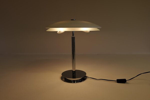 Fontana Arte Italian Tris Table Lamp in Glass with Chrome Base by Pietro Chiesa, 1960s-UYK-1175787