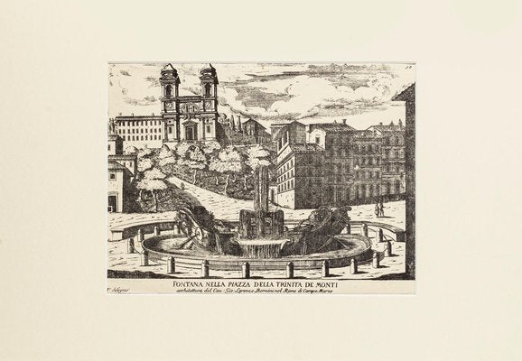 Fontana nella Piazza della Trinità de Monti - Etching - Early 20th-Century-ZCI-872265