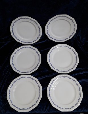 Food Plate Maria Series with Blue Decor from Rosenthal, 1930s, Set of 6-HOI-1724077