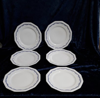 Food Plate Maria Series with Blue Decor from Rosenthal, 1930s, Set of 6-HOI-1724077