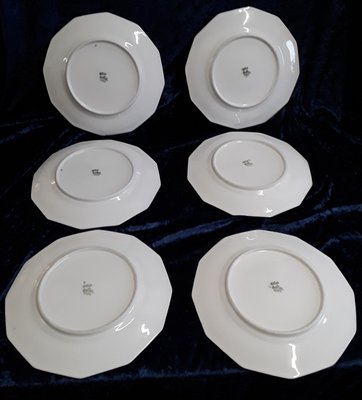 Food Plate Maria Series with Blue Decor from Rosenthal, 1930s, Set of 6-HOI-1724077