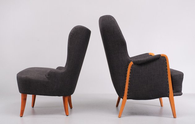 For Him and Her Easy Chairs and Matching Ottoman, 1955, Set of 3-GCG-1785371