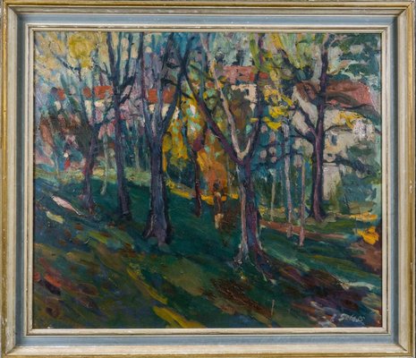 Forest Landscape, 20th Century, Oil on Board-QOR-2022545