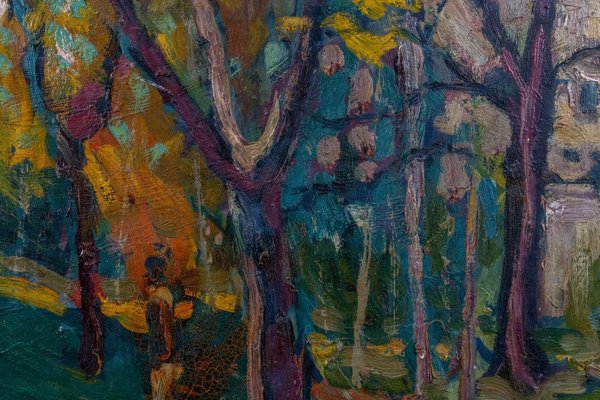 Forest Landscape, 20th Century, Oil on Board-QOR-2022545