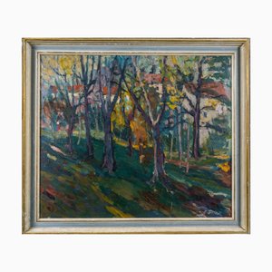 Forest Landscape, 20th Century, Oil on Board-QOR-2022545