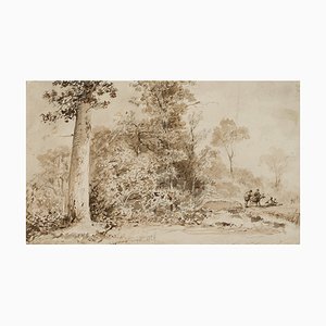 Forest Landscape with Brushwood Gatherers, 1856, Paper-OJR-1273330