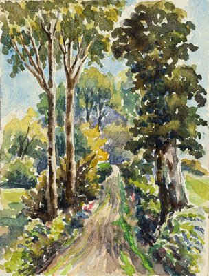 Forest - Watercolor by French Master - Mid 20th Century Mid 20th Century-ZCI-758061