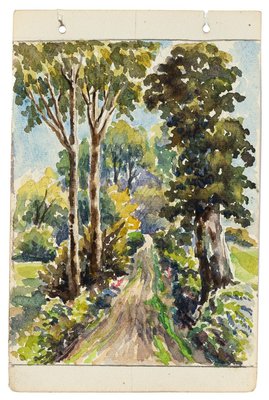 Forest - Watercolor by French Master - Mid 20th Century Mid 20th Century-ZCI-758061