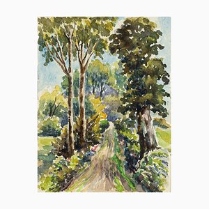 Forest - Watercolor by French Master - Mid 20th Century Mid 20th Century-ZCI-758061