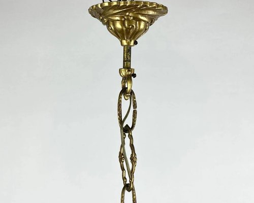 Forged Gilt Bronze & Crystal French Chandelier, 1960s-GYX-1354645